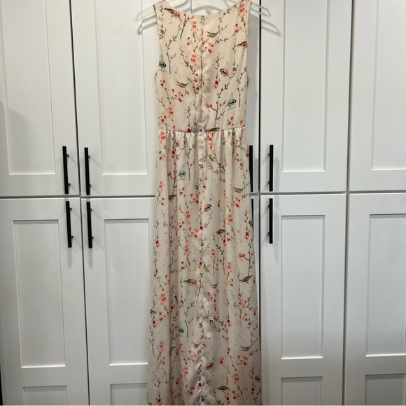 Zara Cherry Blossom Floral Bird Print Open Side Cut Out Maxi Dress Small - Picture 7 of 10